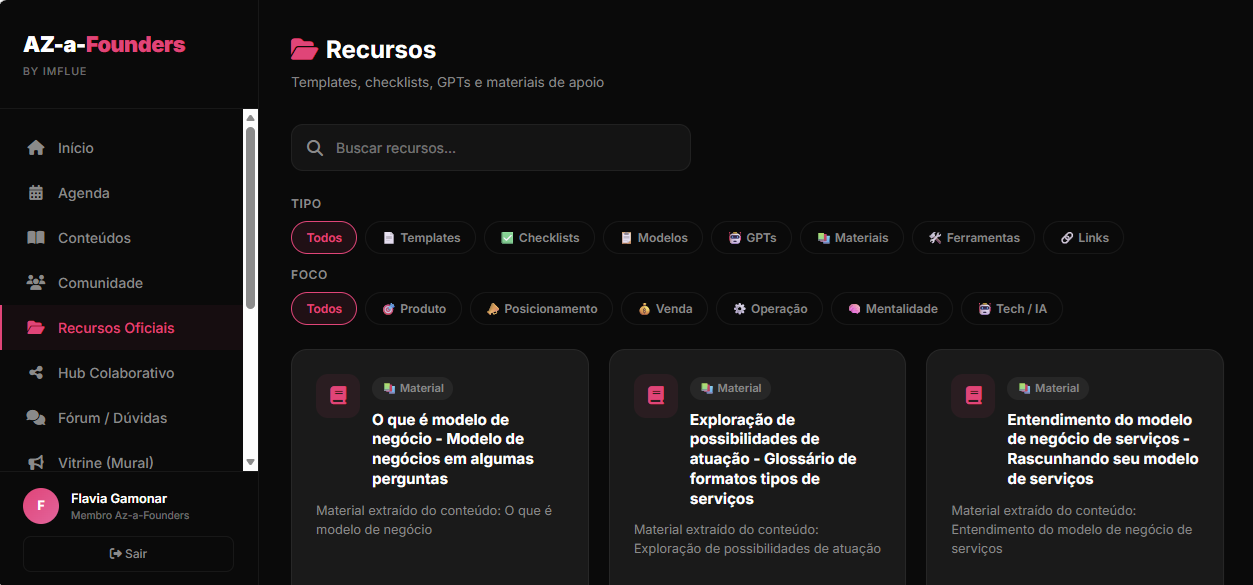 Recursos oficiais AZ-a-Founders